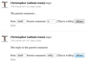 A comment isn't threaded onto it's parent