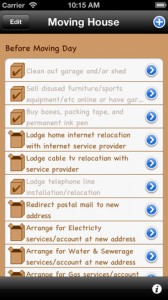 A screenshot of the iDevice app: Moving House