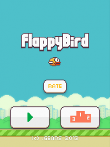 A screenshop of the Flappy Bird app